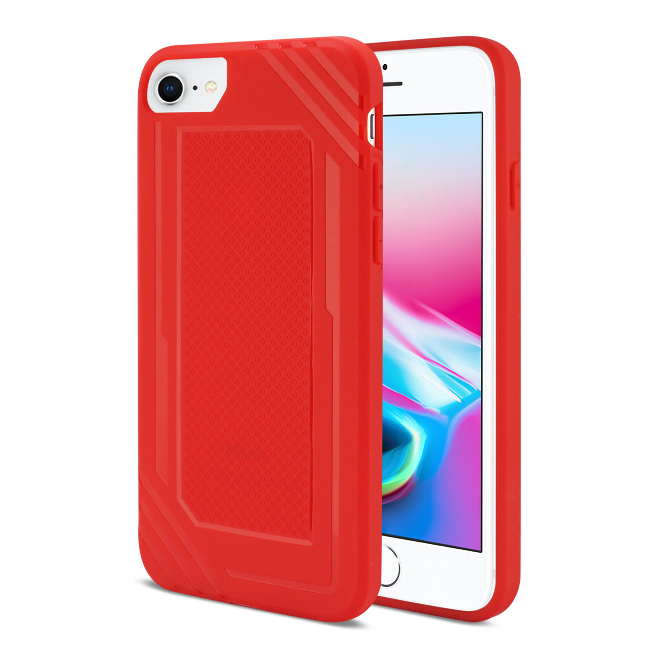 Case Armor Bumper TPU Soft Strong Rubber Slim-Fit Flexible Anti-Slip Grip iPhone 7/8/SE2 Red Color