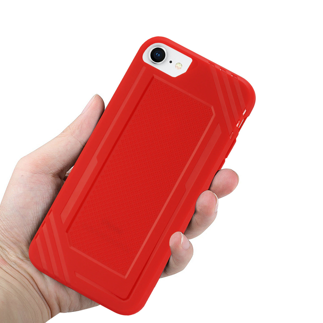Case Armor Bumper TPU Soft Strong Rubber Slim-Fit Flexible Anti-Slip Grip iPhone 7/8/SE2 Red Color