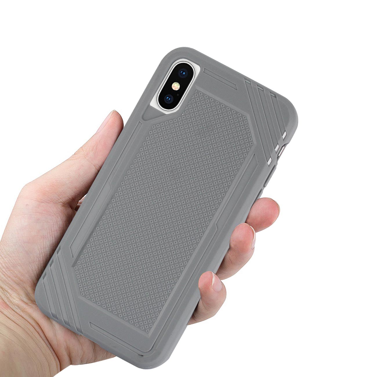 iPhone X Slim-Fit Flexible Soft TPU Strong Rubber Bumper Anti-Slip Grip Protective Armor in Gray