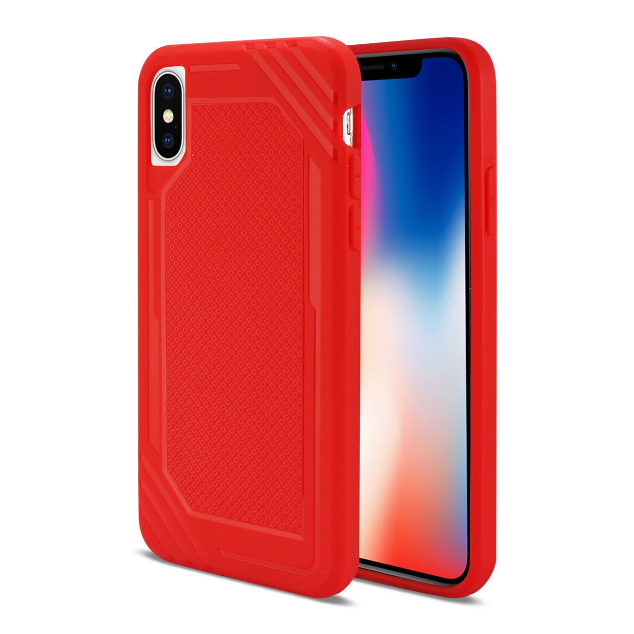 iPhone X Slim-Fit Flexible Soft TPU Strong Rubber Bumper Anti-Slip Grip Protective Armor In Red