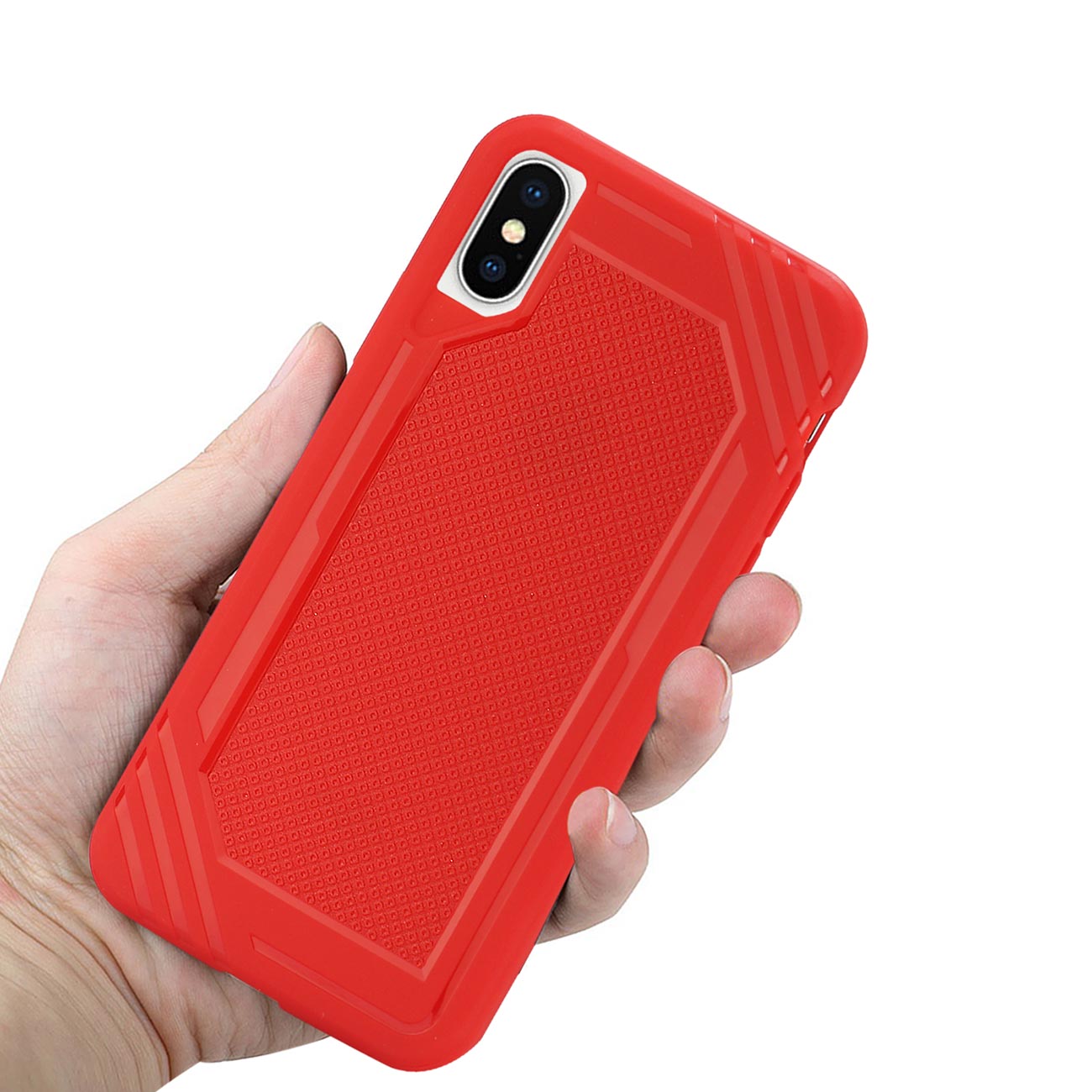 iPhone X Slim-Fit Flexible Soft TPU Strong Rubber Bumper Anti-Slip Grip Protective Armor In Red