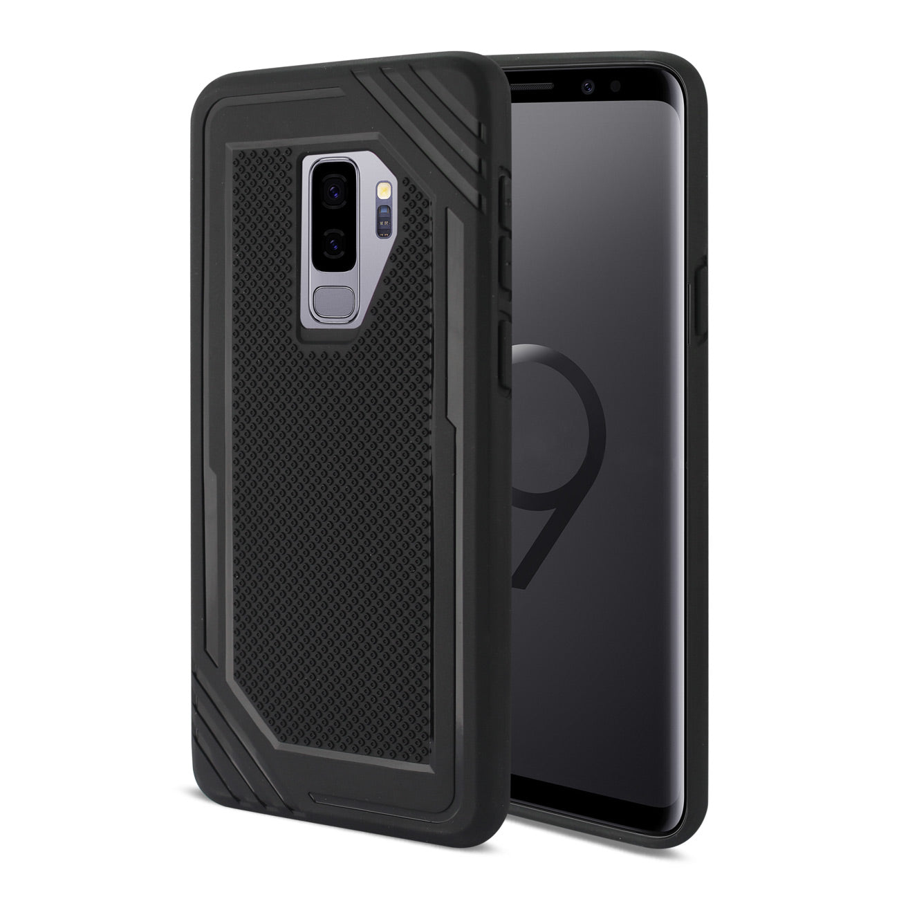 Case Bumper Rubber Soft TPU Slim-Fit Anti-Slip Grip Samsung Galaxy S9 Plus Black Color