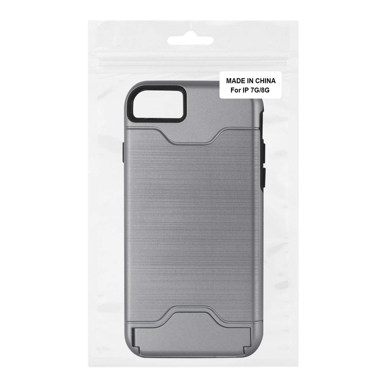 Case Hybrid Protective Kickstand Dual Layer Card Holder iPhone 7/ 8/ SE2 Silver Color