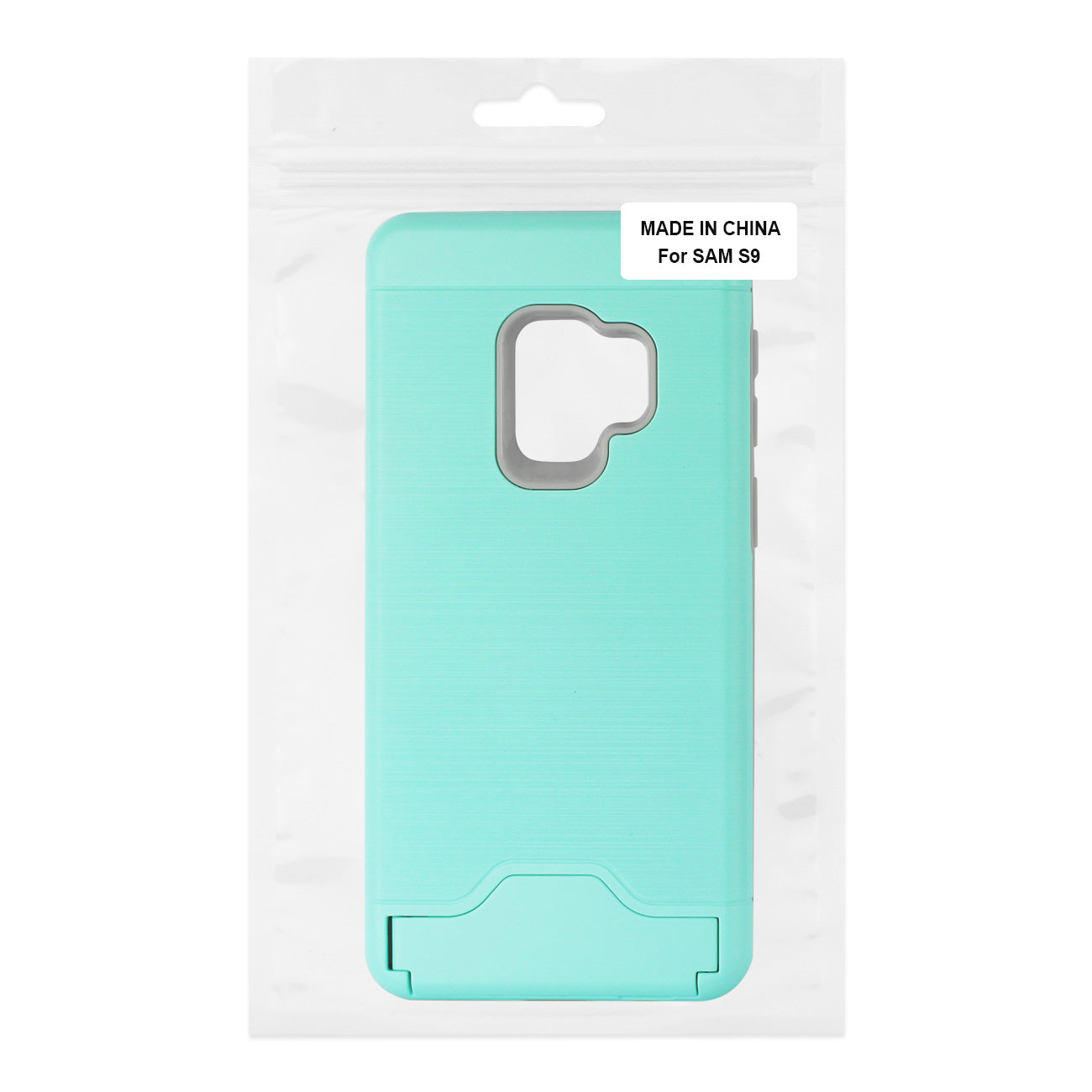Case Hybrid Protective Kickstand Dual Layer Card Holder Samsung Galaxy S9 Mint Green Color
