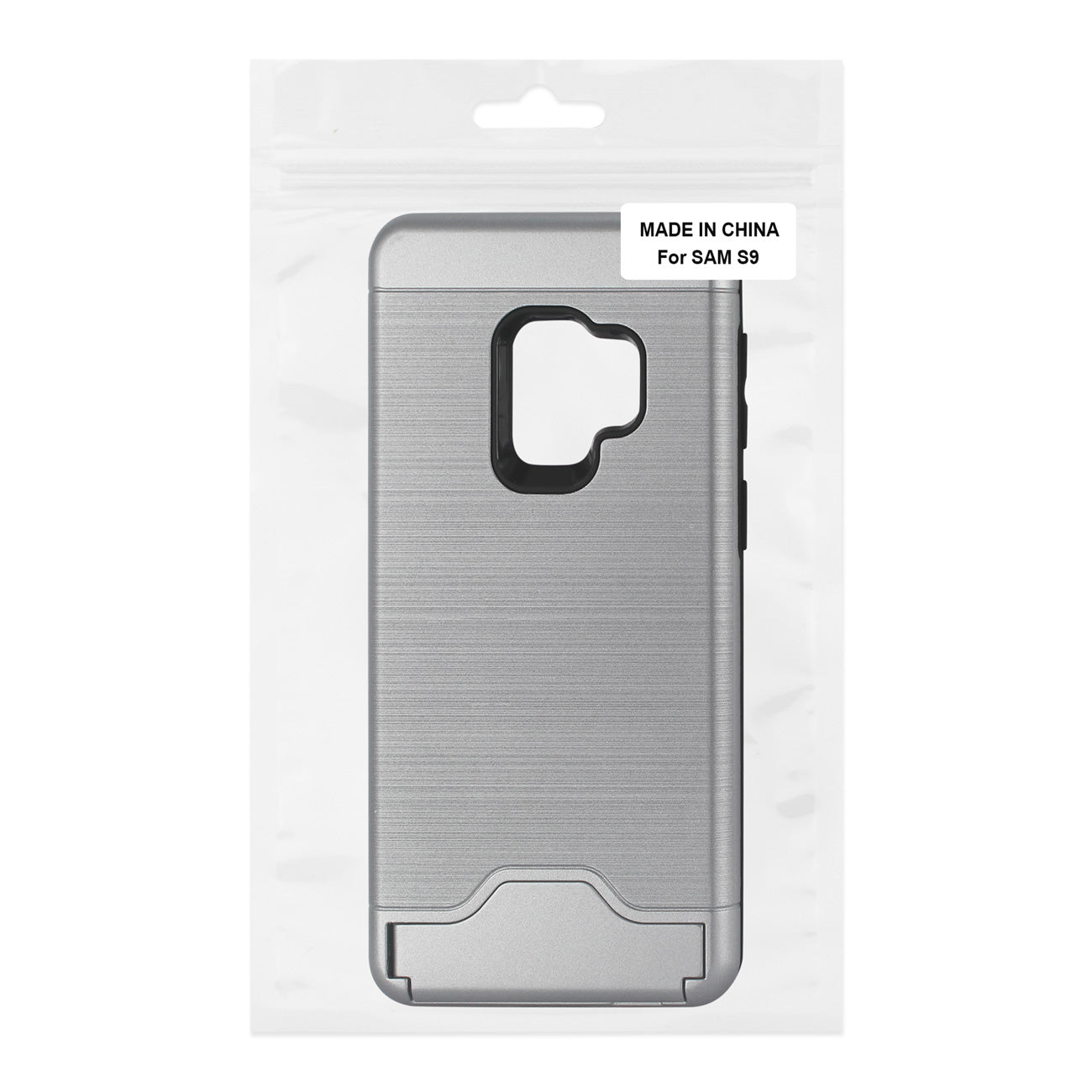 Case Hybrid Protective Kickstand Dual Layer Card Holder Samsung Galaxy S9 Silver Color