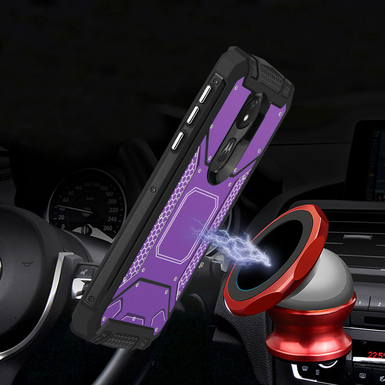 MOTOROLA MOTO G7 Power Metallic Front Cover Case In Purple