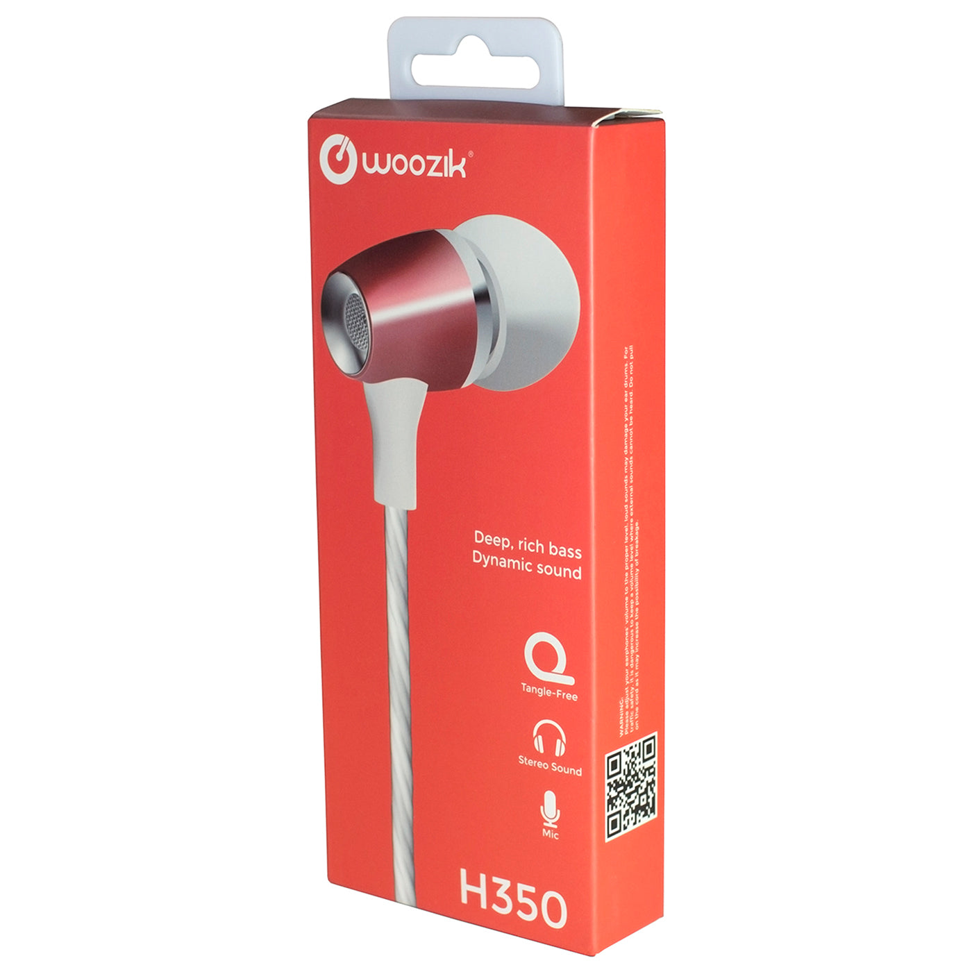 Headphones Headsets Earbuds Wired In-Ear Bass H350 With Microphone Stereo Red Color