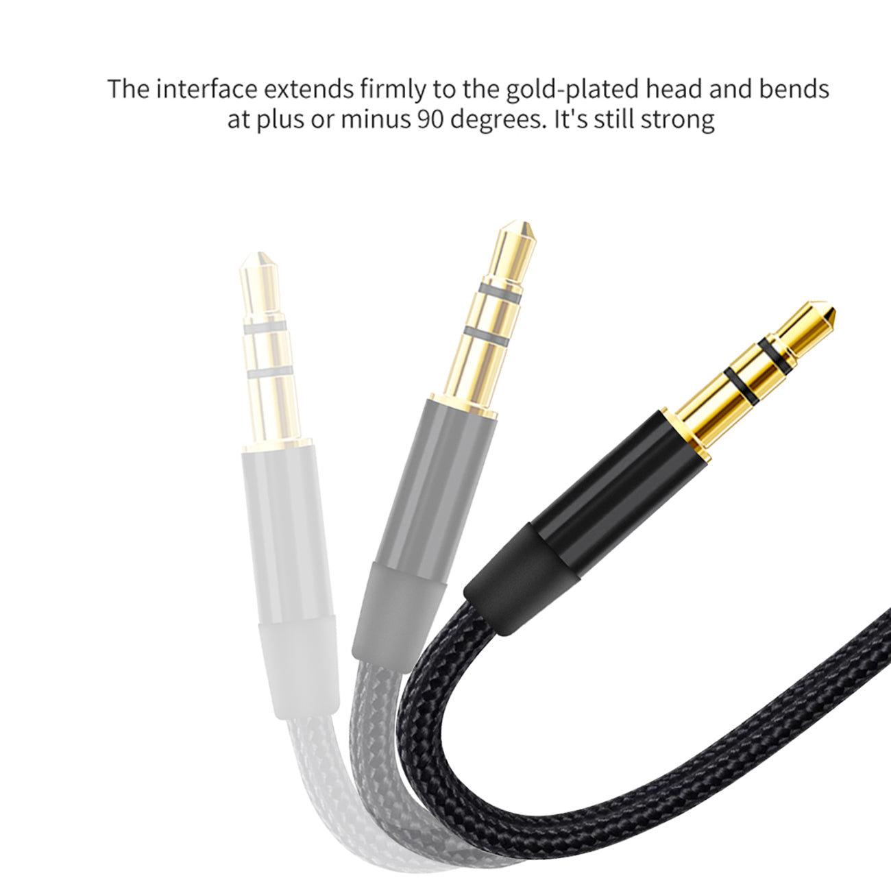 Cable Audio Aux Stereo 3.5MM Nylon Braided 4Ft Black Color