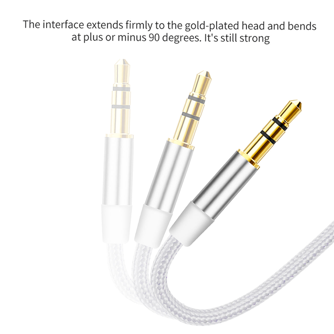 Cable Audio Aux Stereo 3.5MM Nylon Braided 4Ft Silver Color