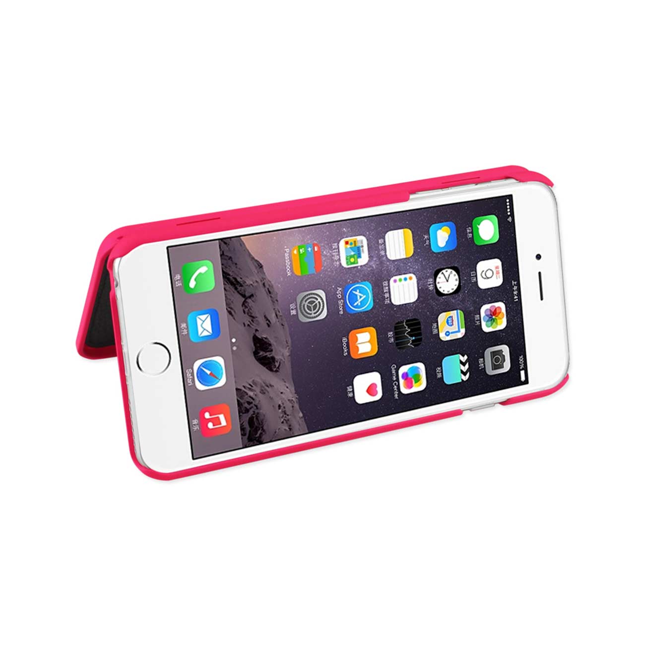 Wallet Case Hidden Mirror With Kickstand Function iPhone 6 Plus/ 6S Plus Red Color