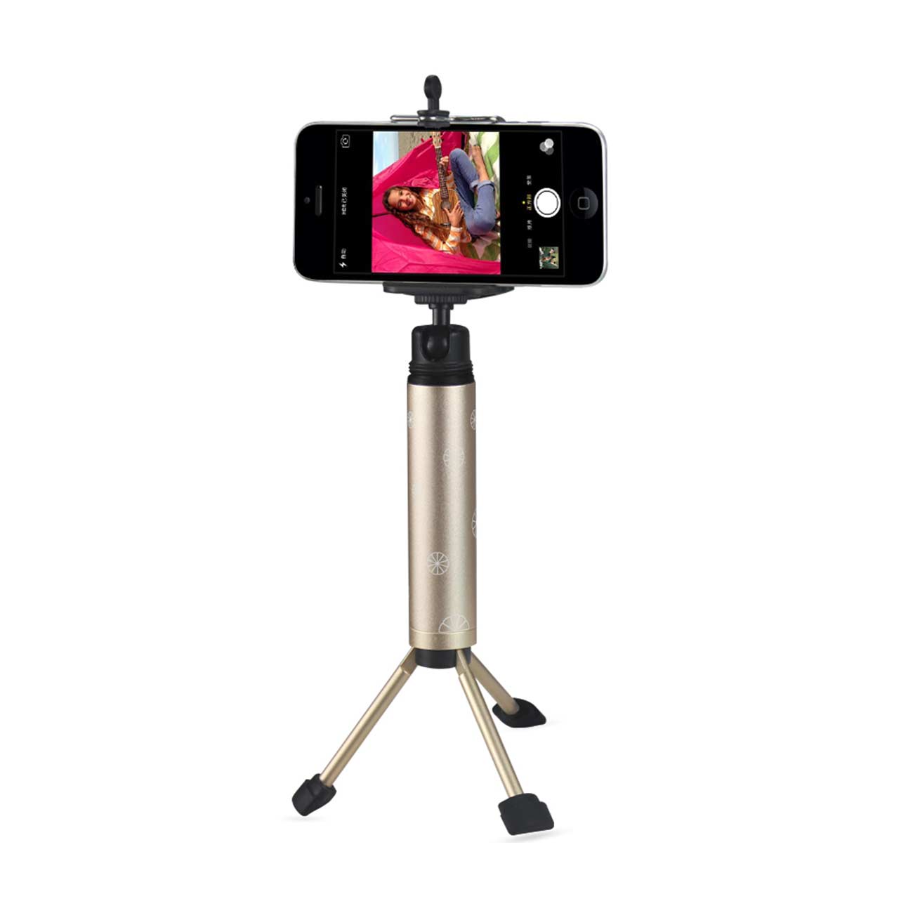 Selfie Monopod Stick Universal Tripod Mini Phone Holder In Gold