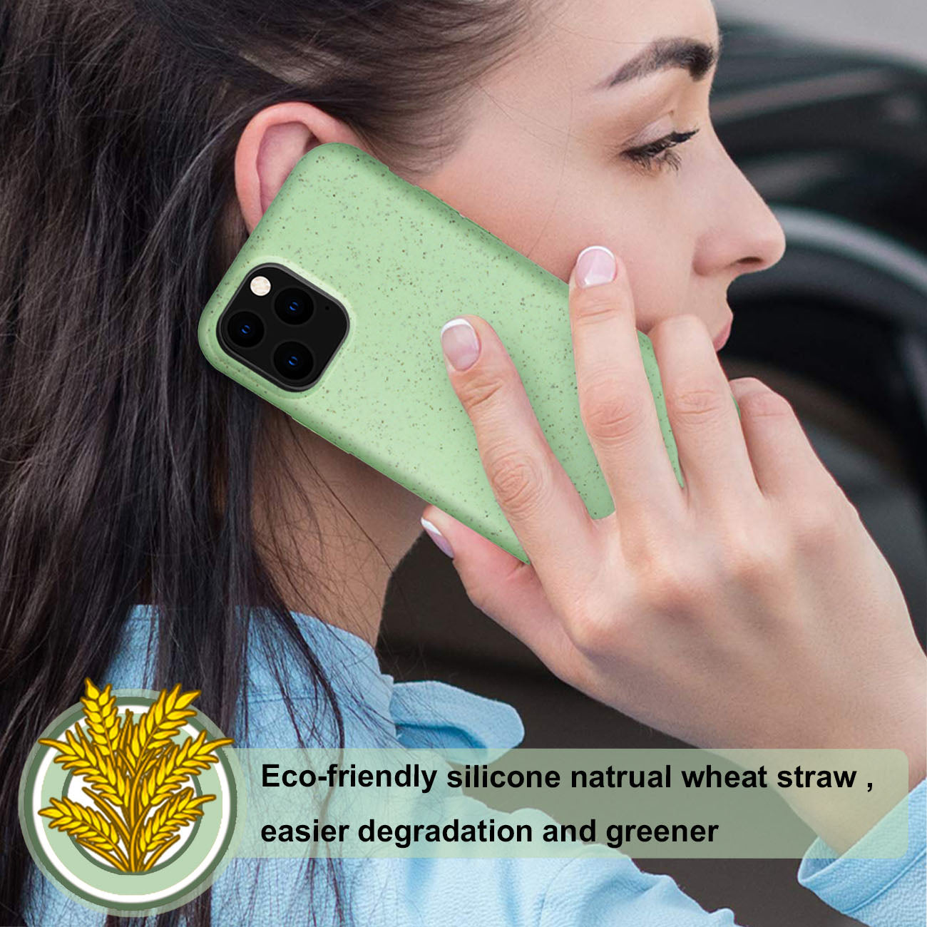APPLE IPHONE 11 PRO Wheat Bran Material Silicone Phone Case In Green