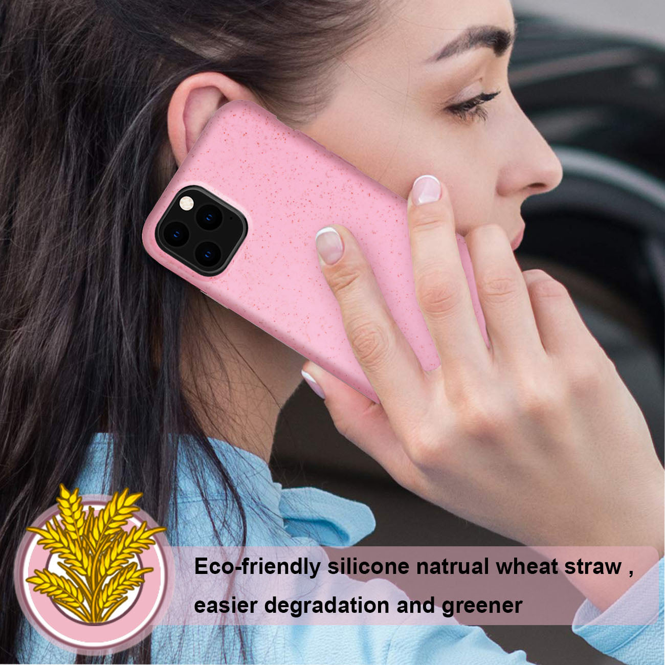 APPLE IPHONE 11 PRO Wheat Bran Material Silicone Phone Case In Pink