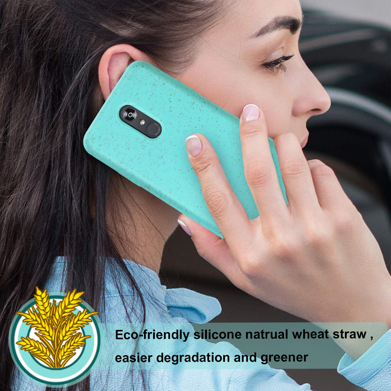 Phone Case Silicone Wheat Bran Material LG Stylo 5 Blue Color
