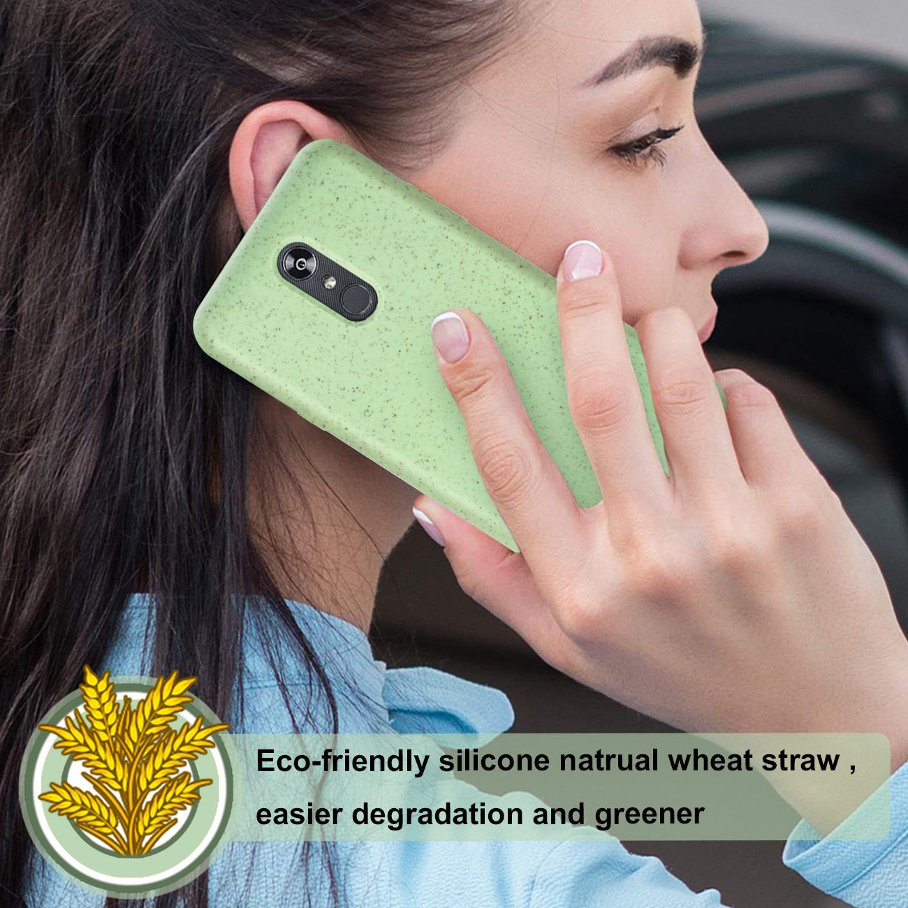 Phone Case Silicone Wheat Bran Material LG Stylo 5 Green Color