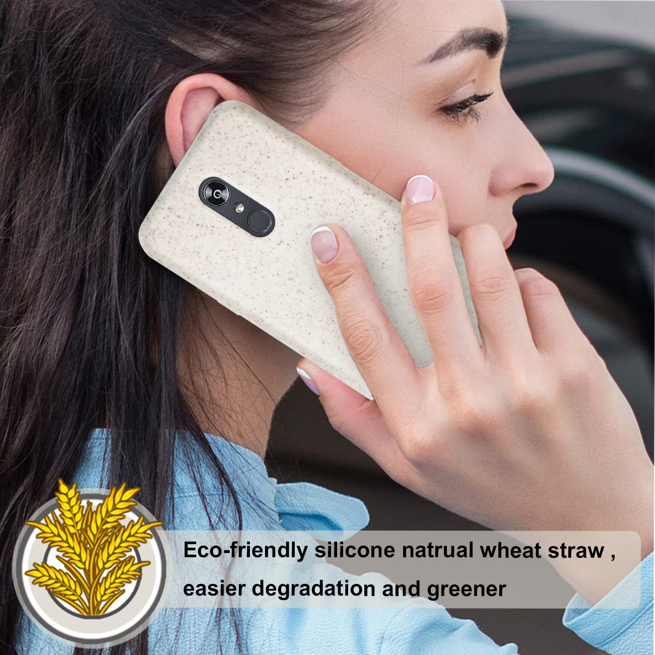 Phone Case Silicone Wheat Bran Material LG Stylo 5 White Color