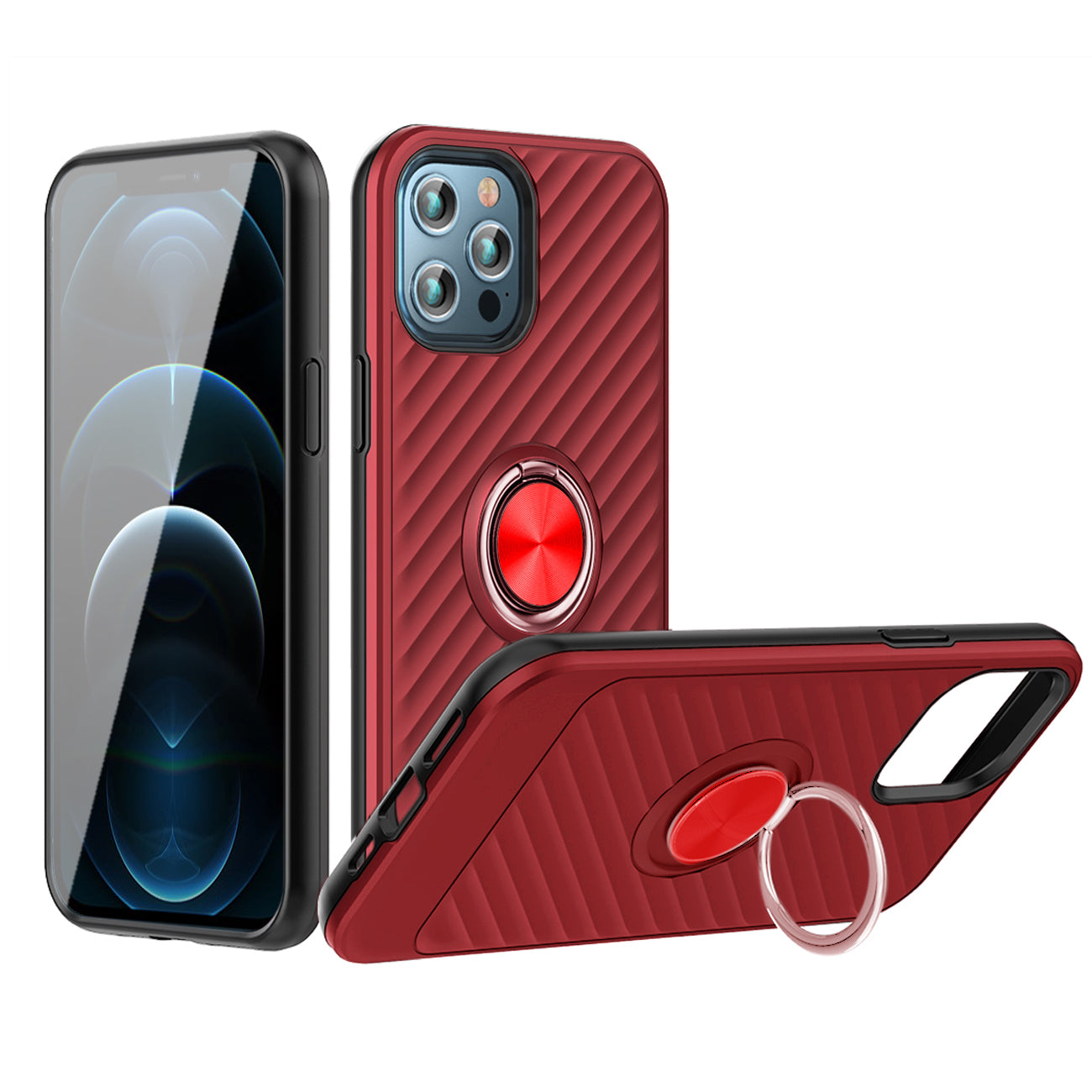 Phone Case with Ring Holder APPLE IPHONE 12/IPHONE 12 PRO In Red
