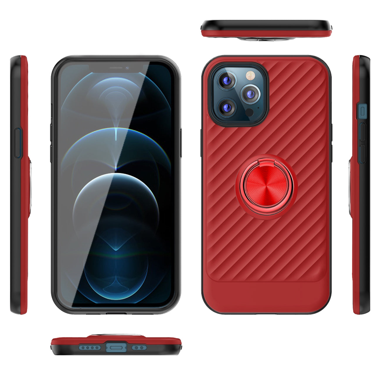 Phone Case with Ring Holder APPLE IPHONE 12/IPHONE 12 PRO In Red