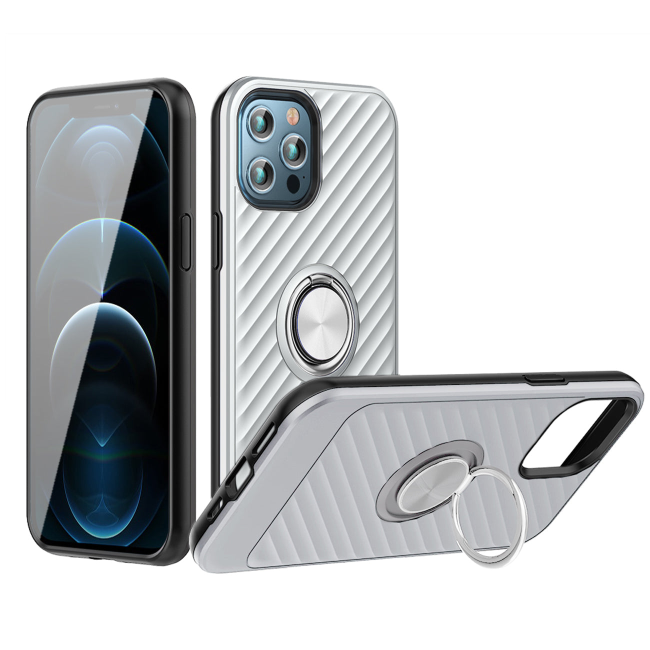 Phone Case with Ring Holder APPLE IPHONE 12/IPHONE 12 PRO In Silver