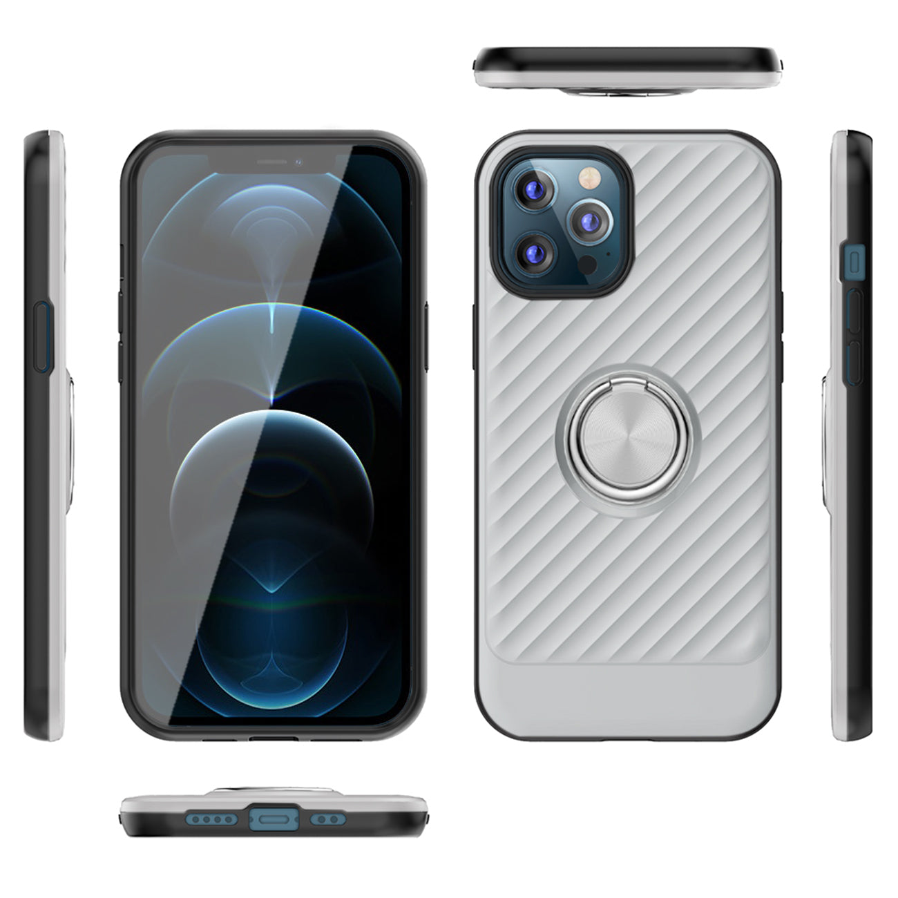 Phone Case with Ring Holder APPLE IPHONE 12/IPHONE 12 PRO In Silver