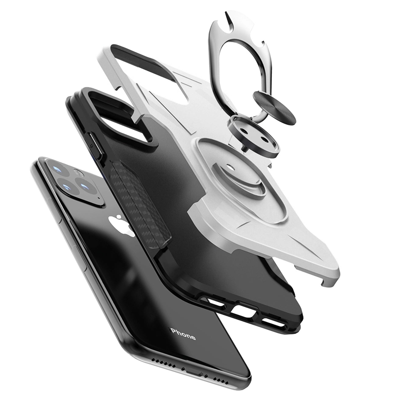 APPLE IPHONE 11 PRO MAX Case with Ring Holder In Silver