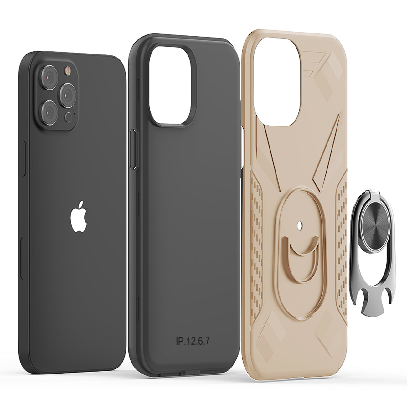 APPLE IPHONE 12 /IPHONE 12 PRO Case with Ring Holder In Gold