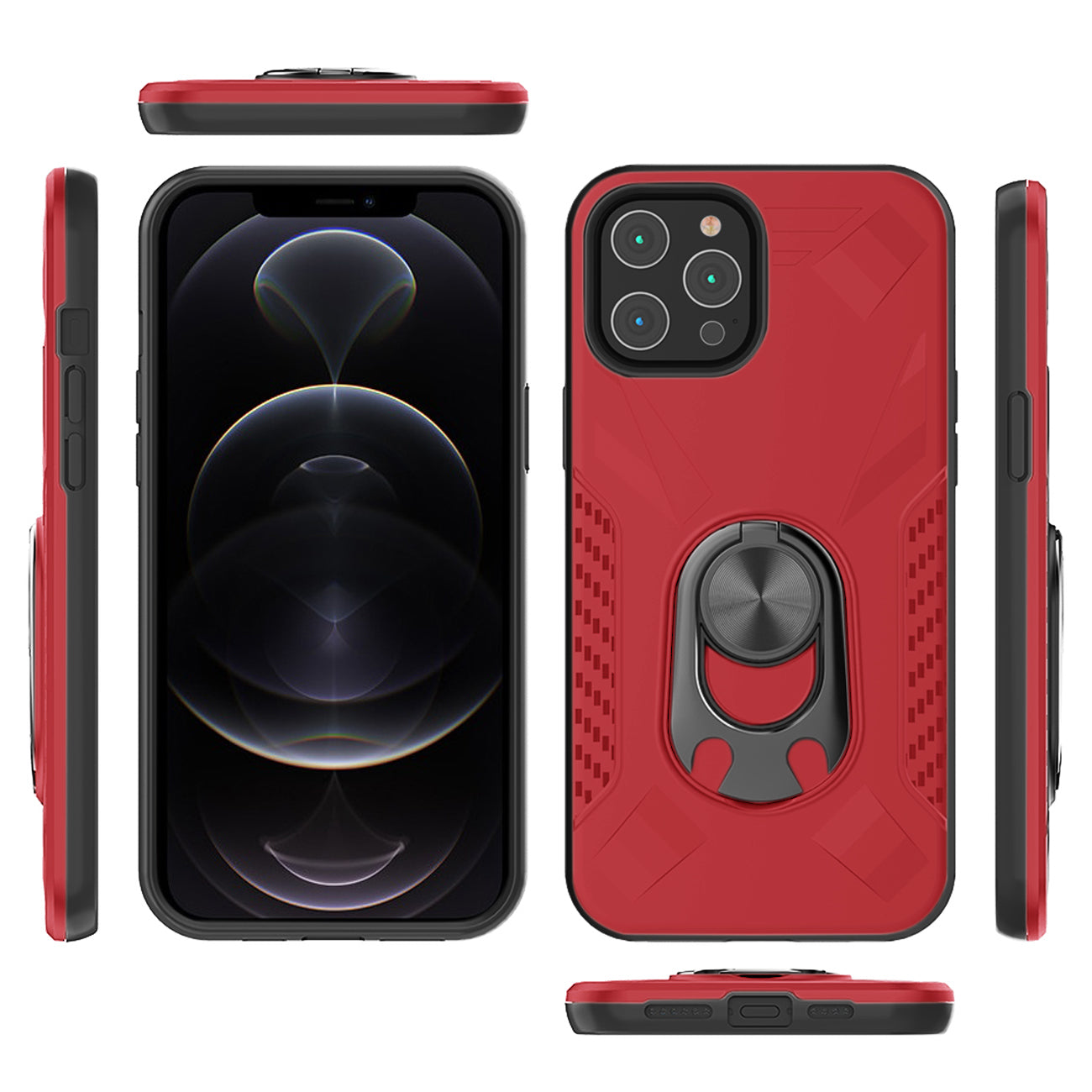 Case With Ring Holder Apple iPhone 12/ iPhone 12 Pro Red Color
