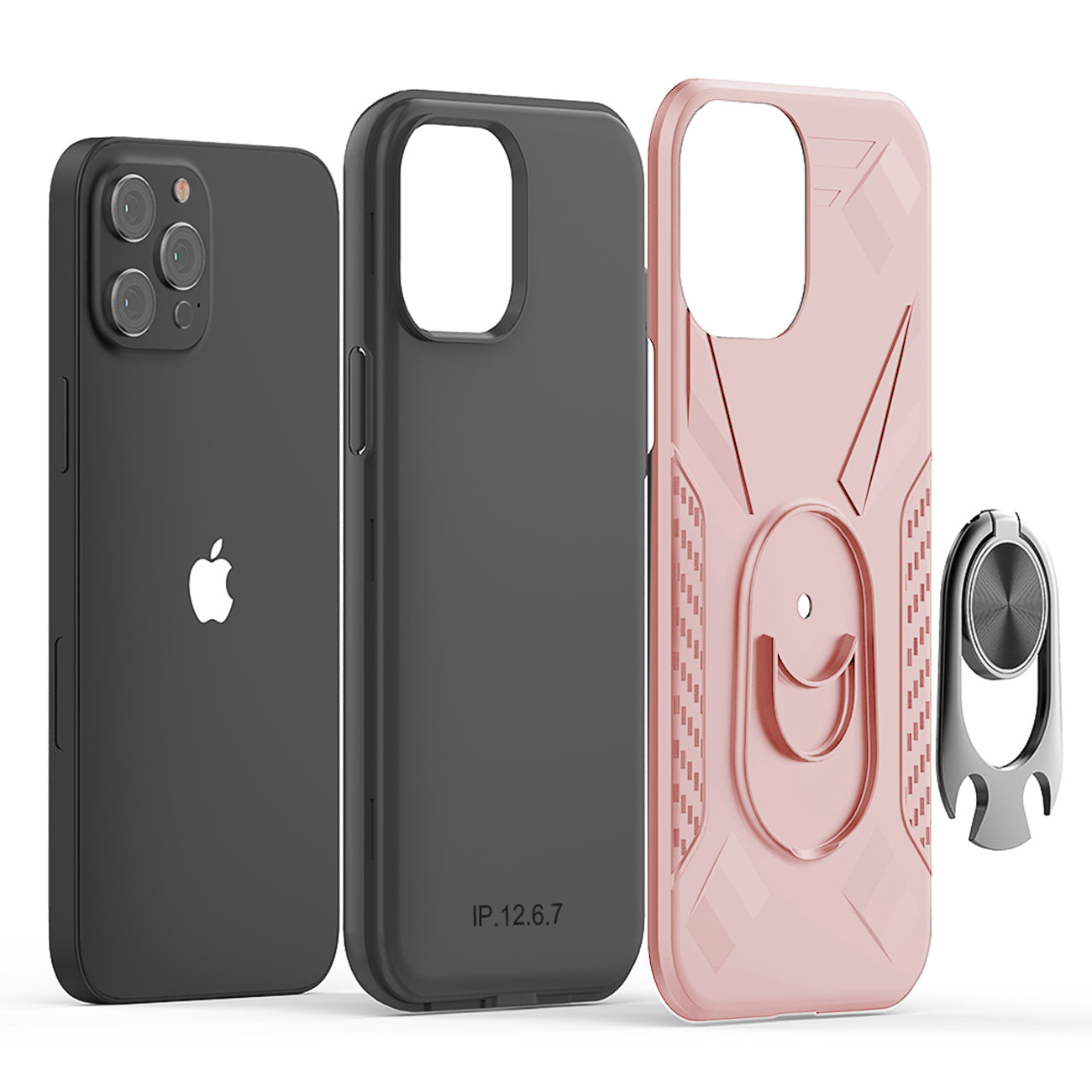 APPLE IPHONE 12 /IPHONE 12 PRO Case with Ring Holder In Rose Gold