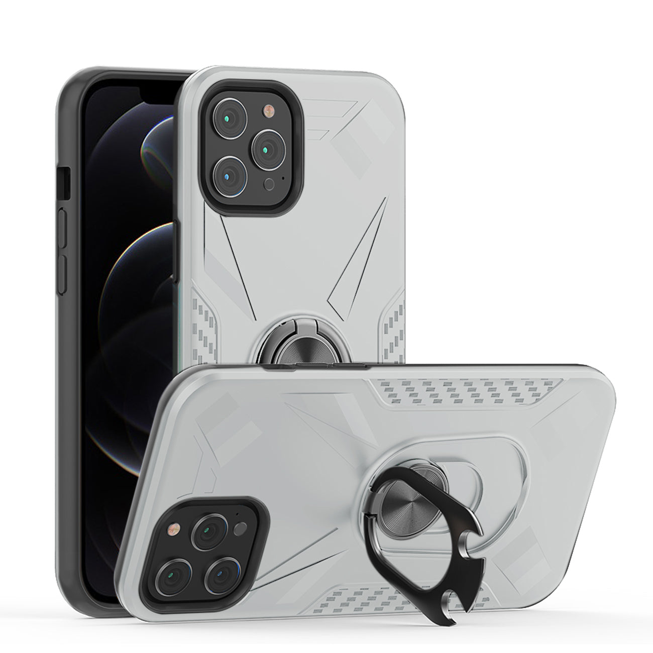 APPLE IPHONE 12 /IPHONE 12 PRO Case with Ring Holder In Silver