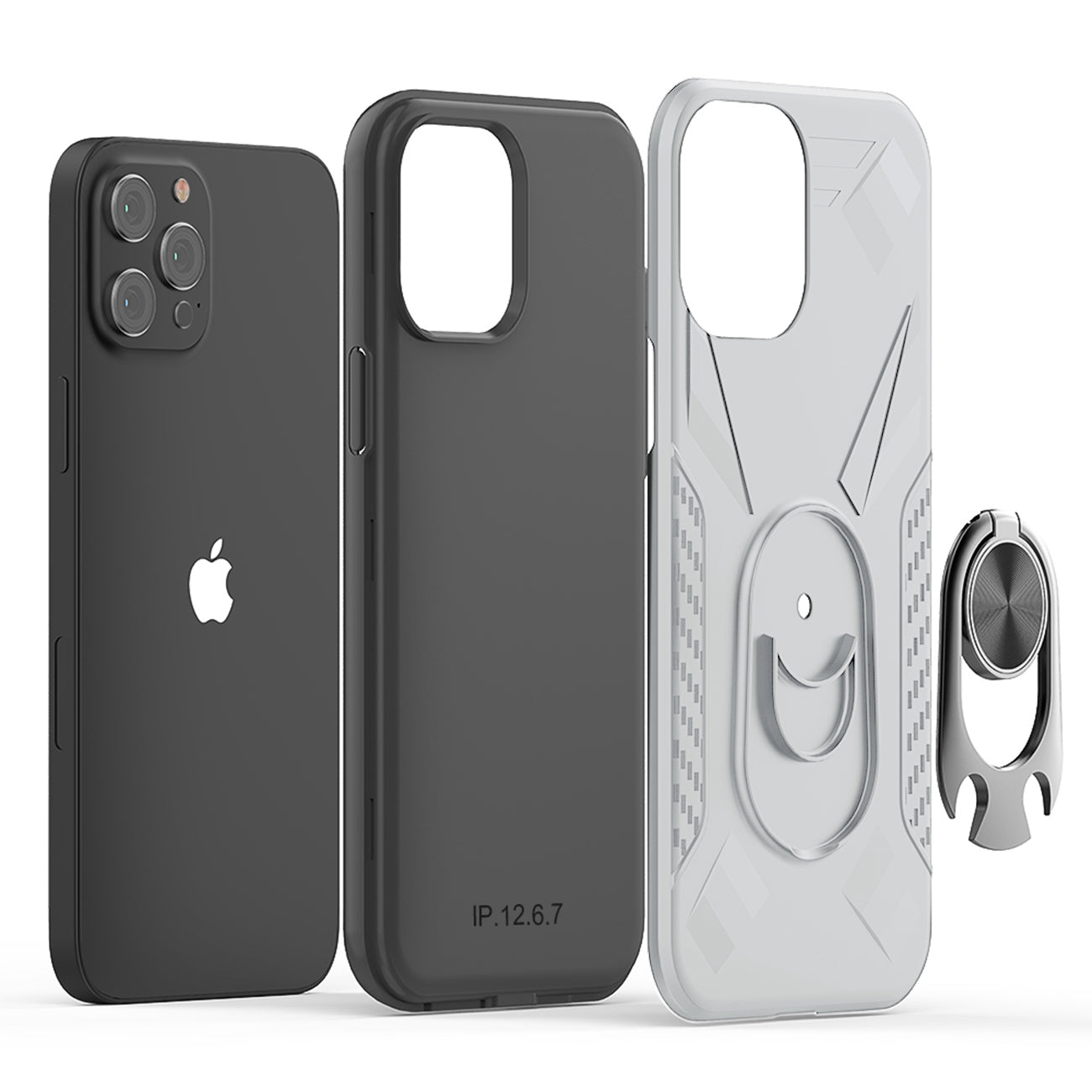 APPLE IPHONE 12 /IPHONE 12 PRO Case with Ring Holder In Silver