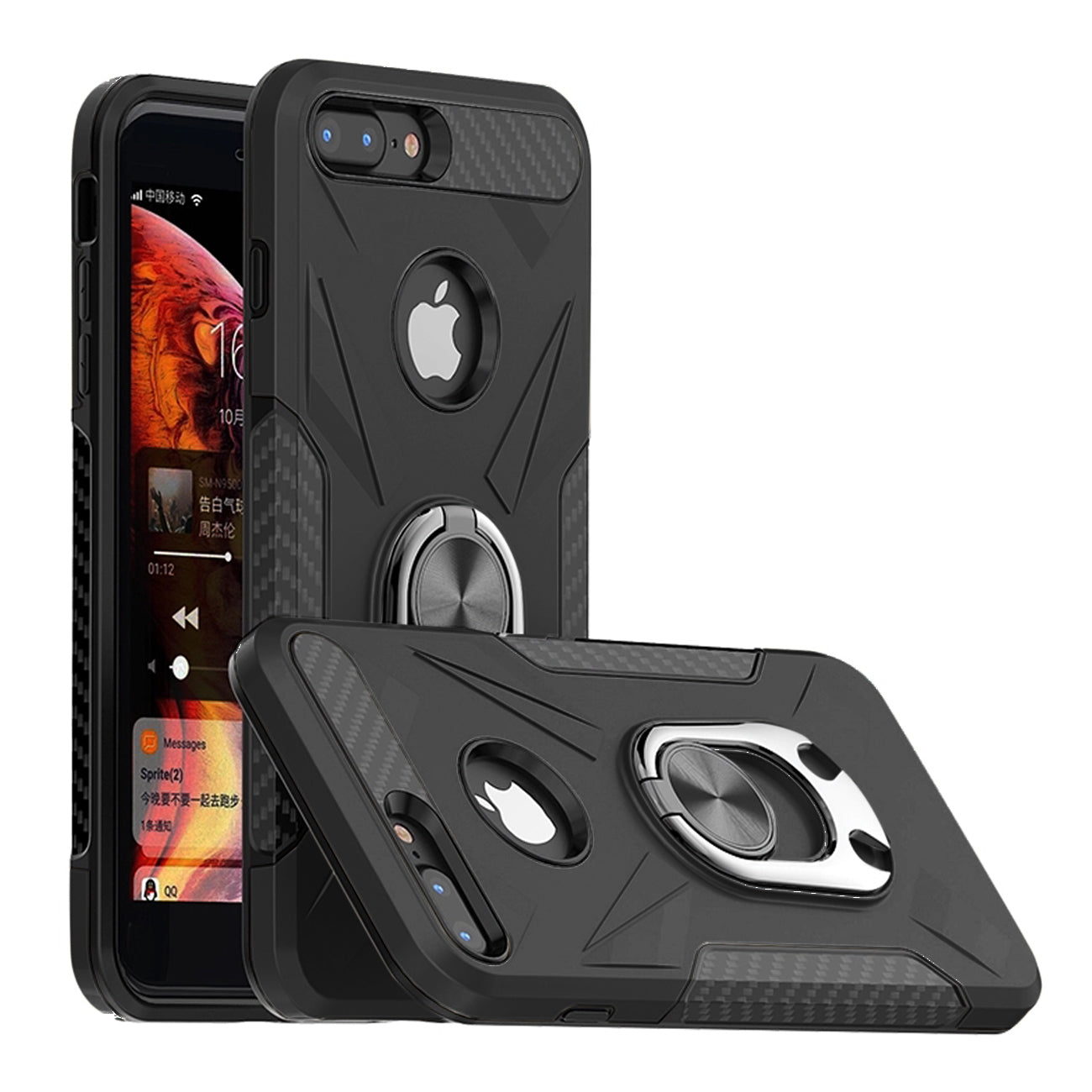 Phone Case with Ring Holder APPLE IPHONE 6/7/8 PLUS In Black