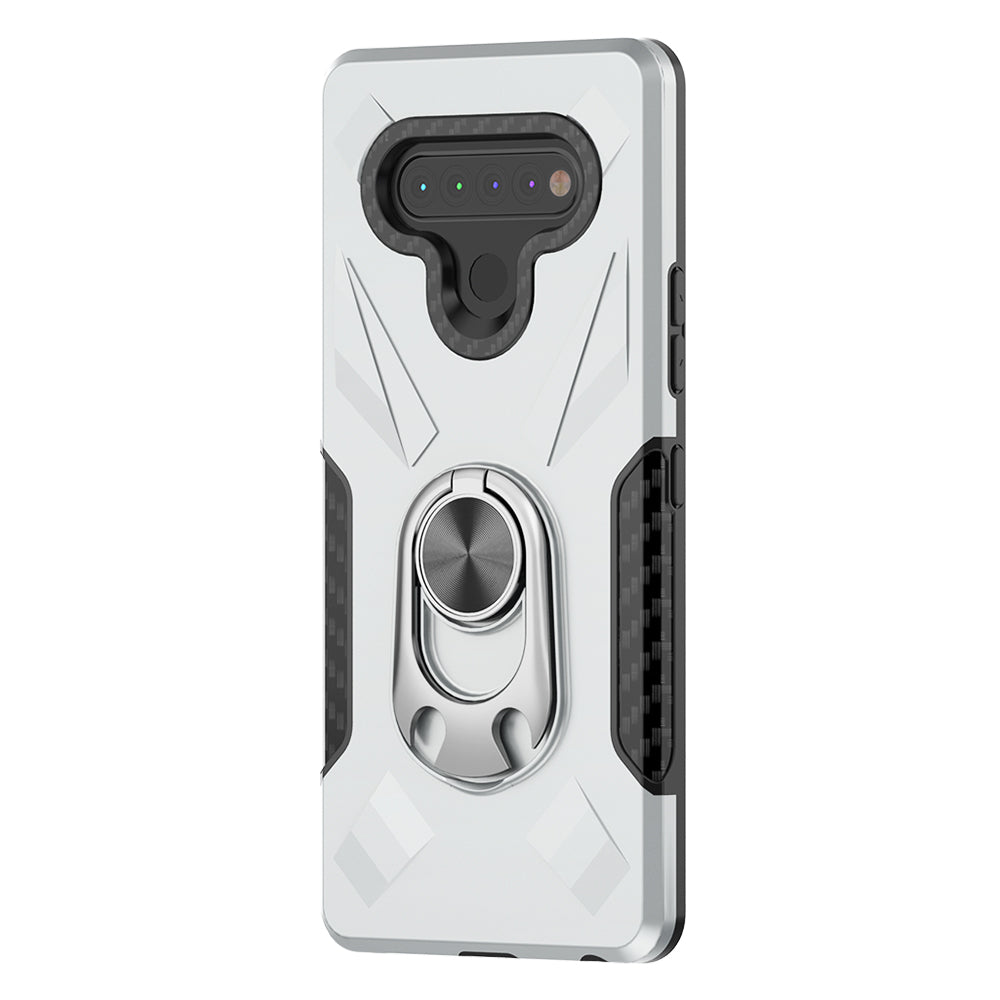 Phone Case With Ring Holder LG K51 Silver Color