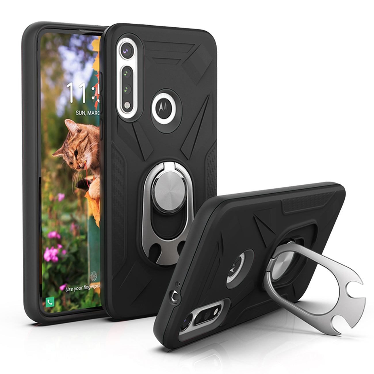 Case With Ring Holder Motorola Moto G Fast Black Color