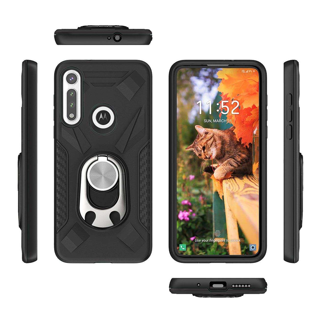 Case With Ring Holder Motorola Moto G Fast Black Color