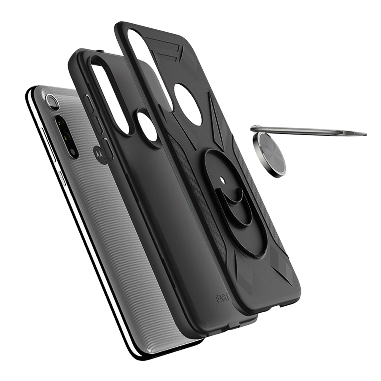Case With Ring Holder Motorola Moto G Fast Black Color
