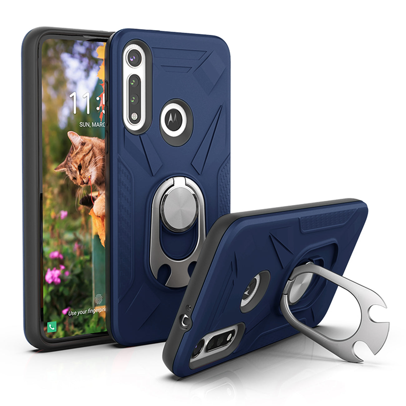 Case With Ring Holder Motorola Moto G Fast Blue Color