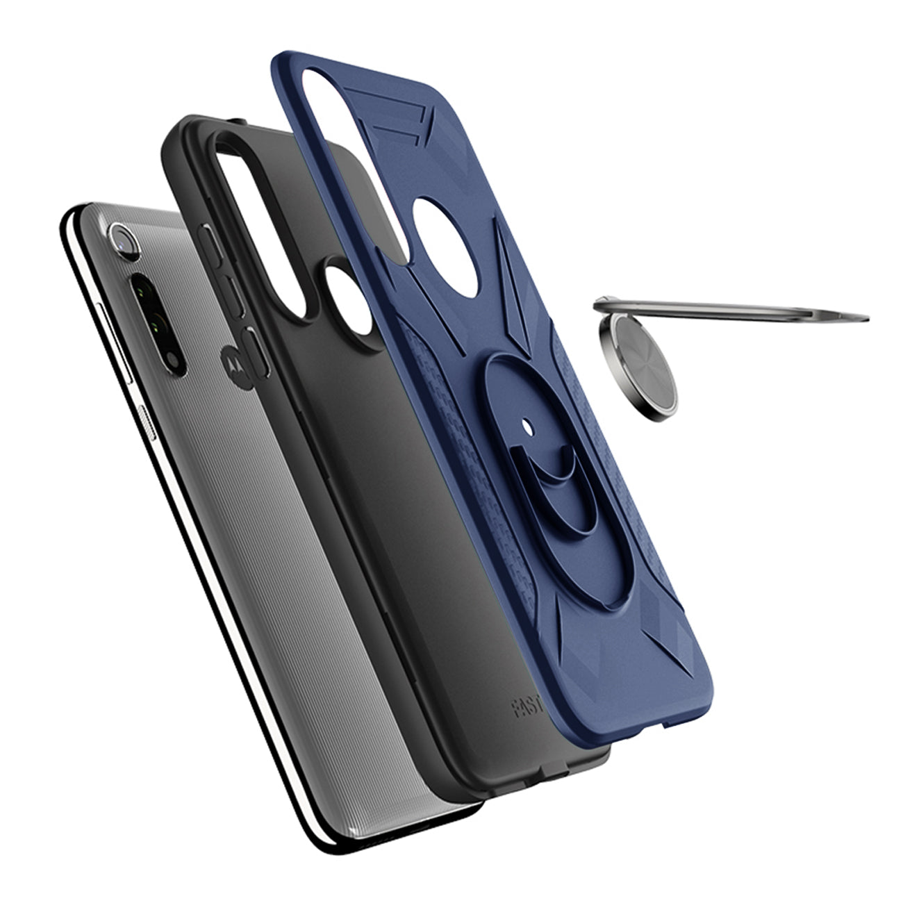 Case With Ring Holder Motorola Moto G Fast Blue Color