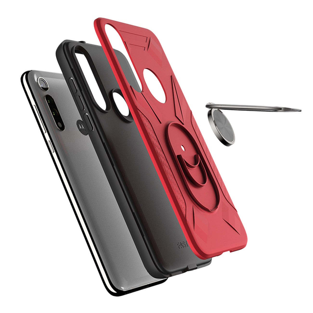 Case With Ring Holder Motorola Moto G Fast Red Color