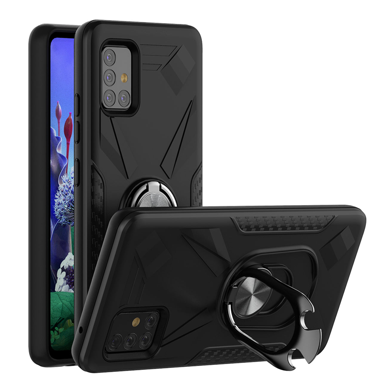 Phone Case with Ring Holder SAMSUNG GALAXY A51 5G In Black
