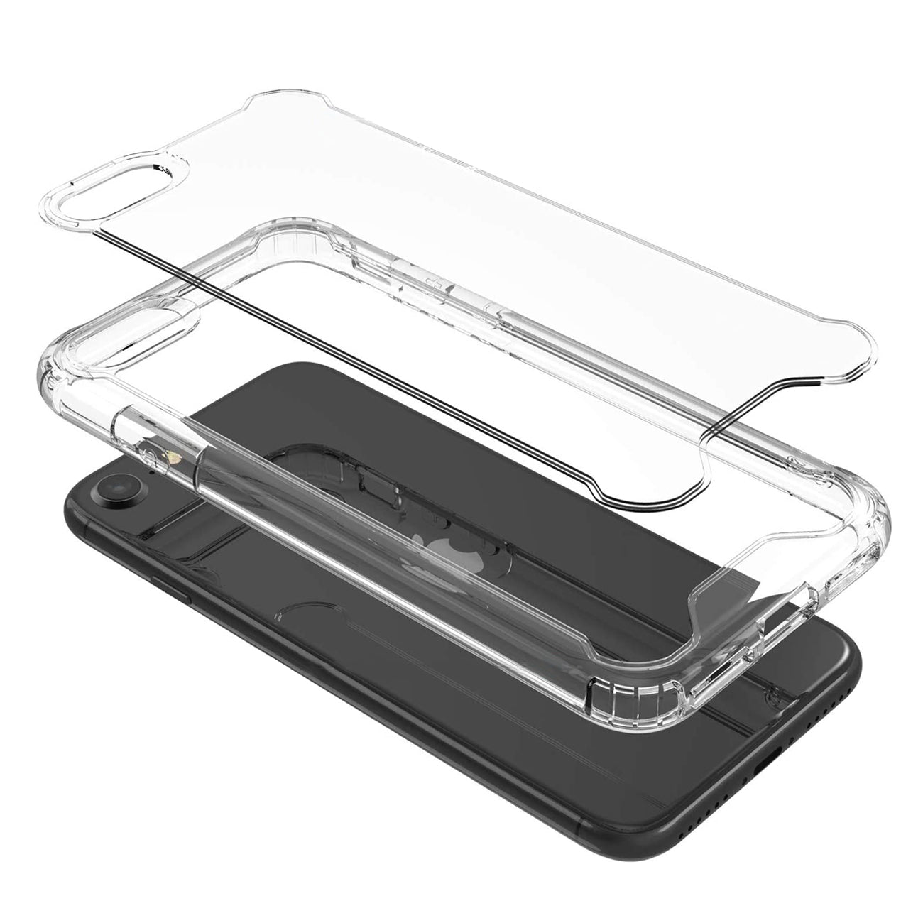 Case Bumper PC And TPU High Quality 2X Clean For iPhone SE2/ iPhone 8/ iPhone 7 Clear