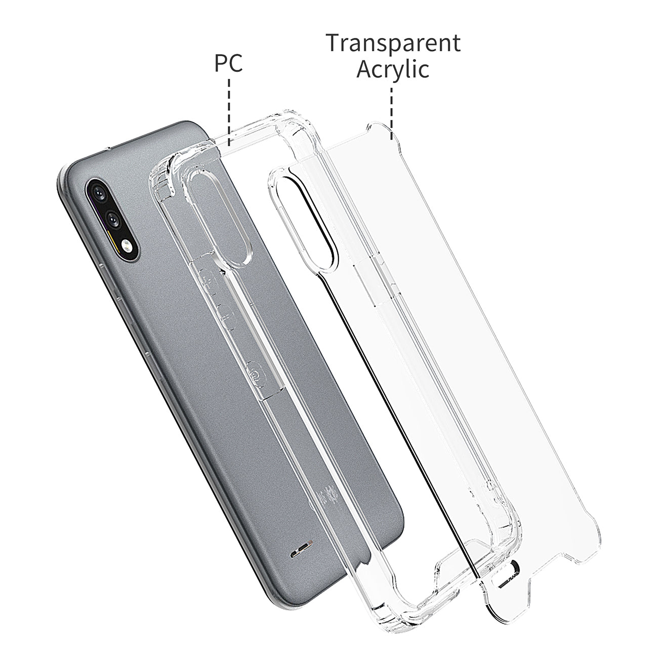 Case Bumper PC and TPU Clean High Quality 2X LG-K22/K32 Clear