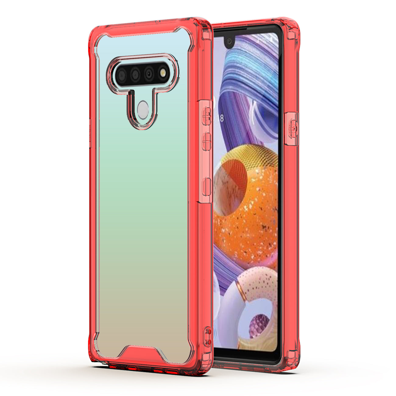 Case Bumper PC And TPU Clear High Quality LG STYLO 6 Red Color