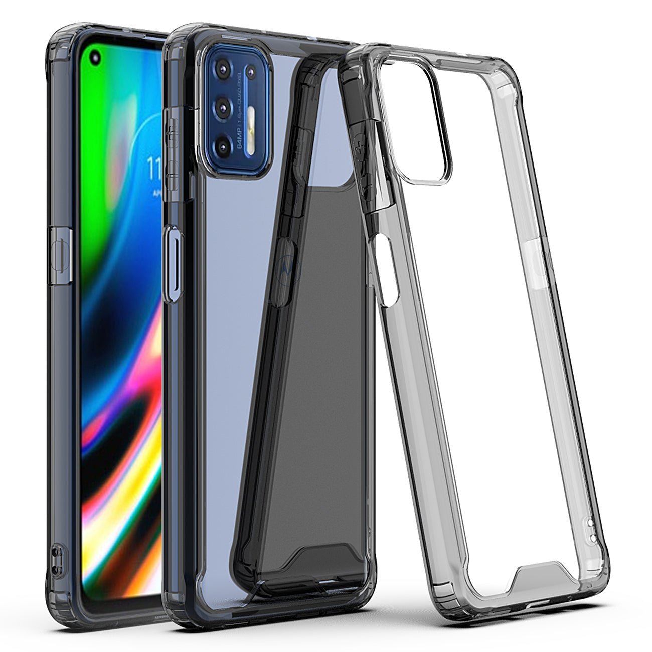 Case Bumper TPU And PC Clear High Quality Moto G9 Plus Black Color