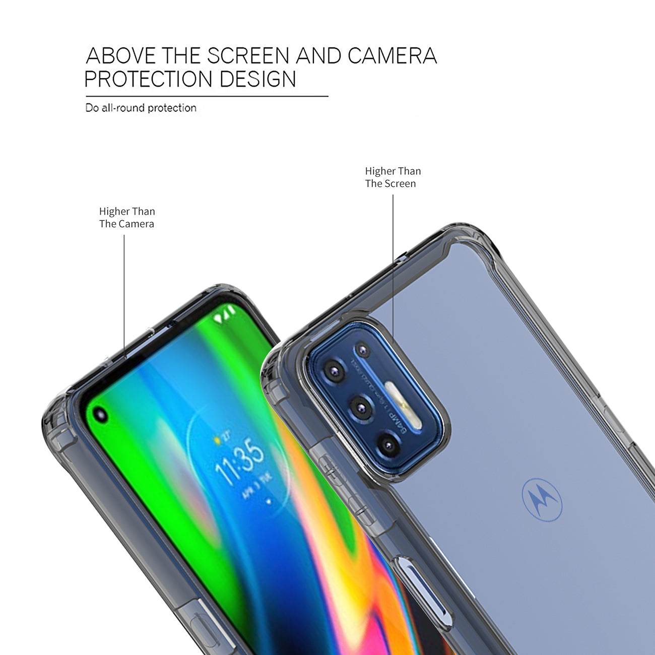Case Bumper TPU And PC Clear High Quality Moto G9 Plus Black Color