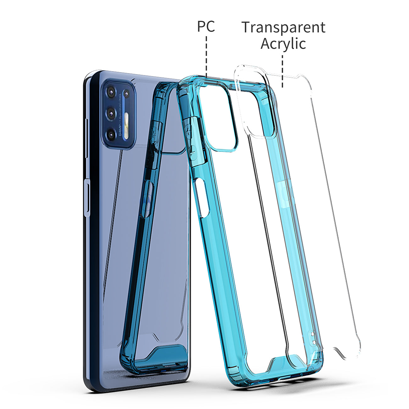 Case Bumper TPU And PC Clear High Quality Moto G9 Plus Blue Color