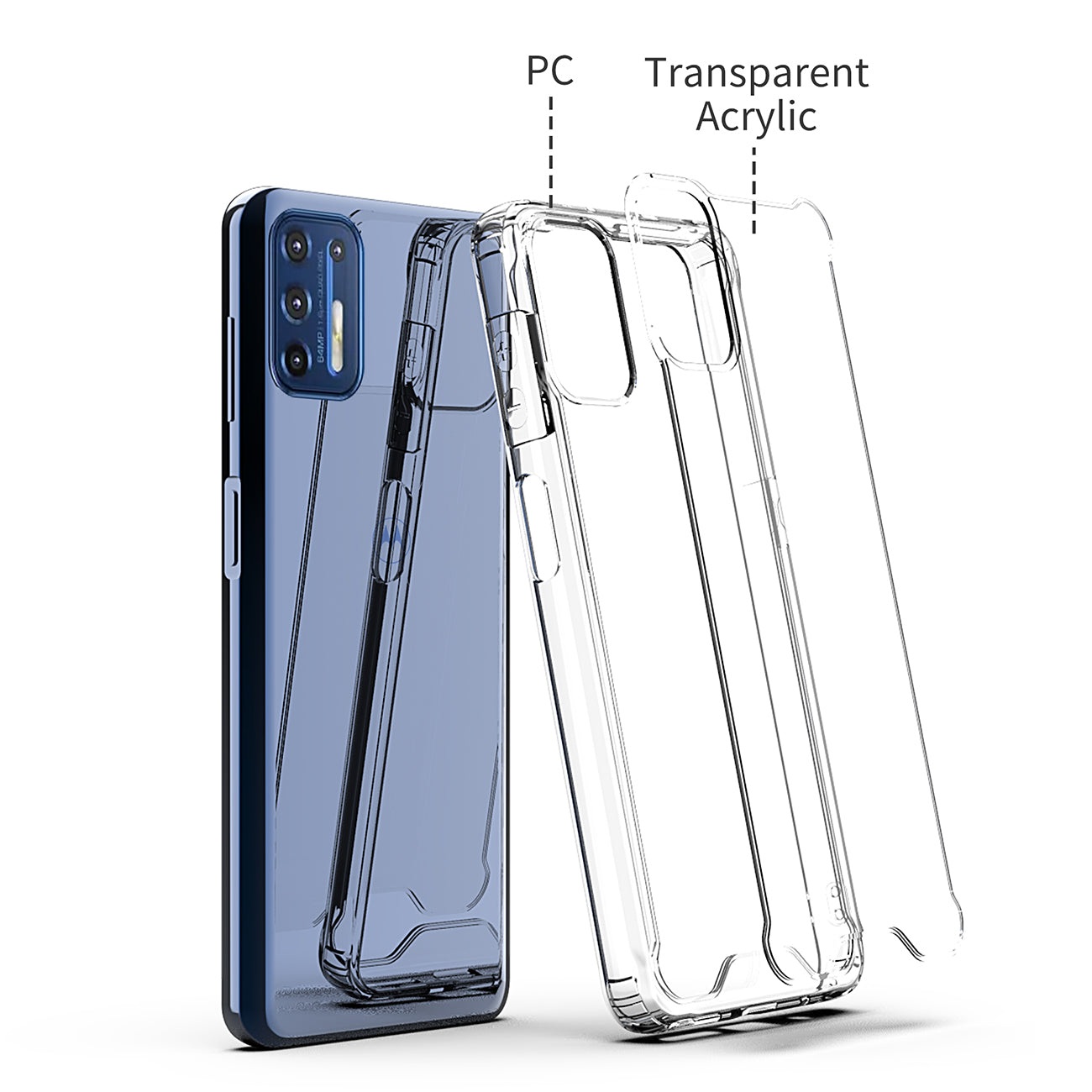 Case Bumper TPU And PC High Quality Moto G9 Plus Clear