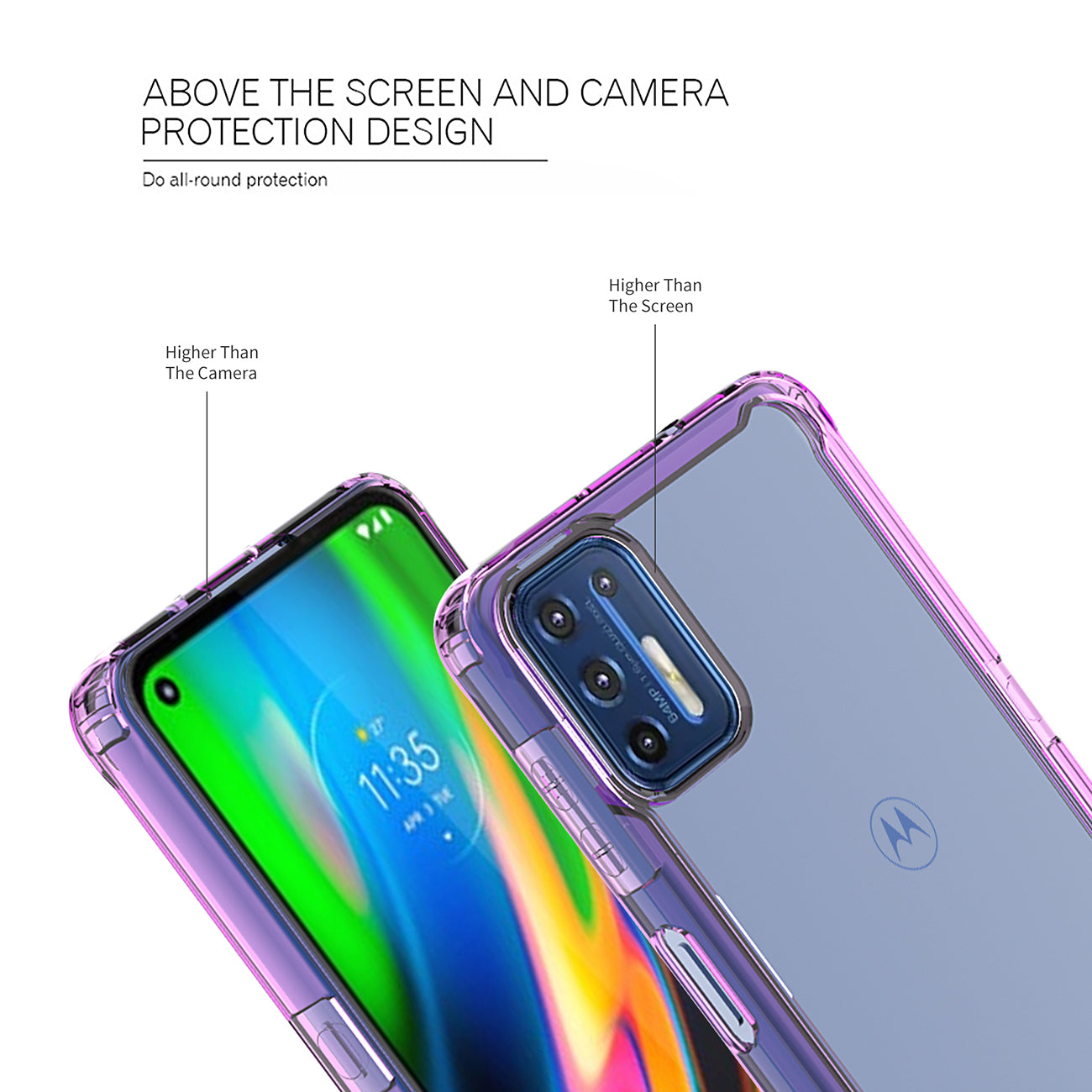 Case Bumper TPU And PC Clear High Quality Moto G9 Plus Purple Color