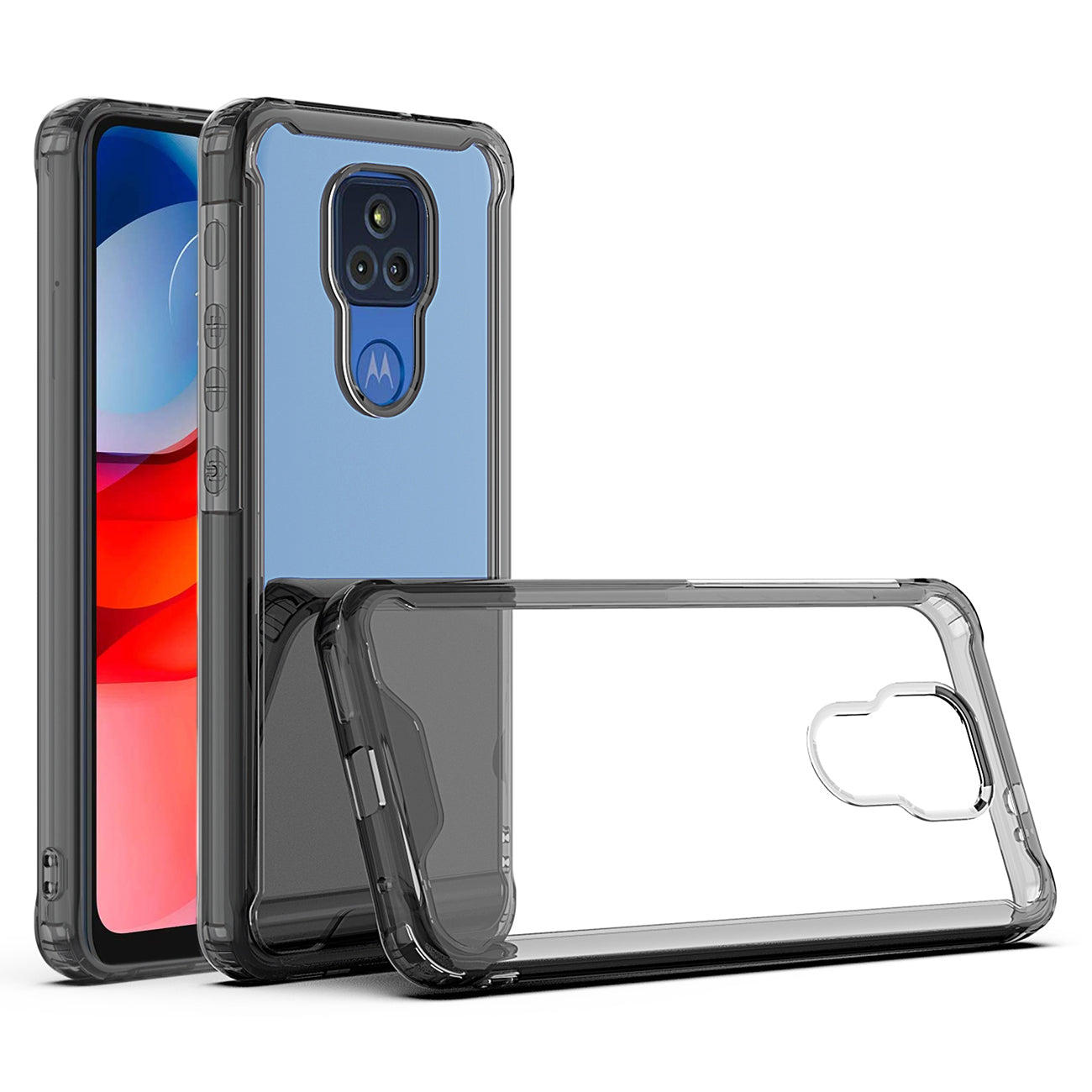 Case Bumper PC And TPU High Quality 2X For Moto G Play 2021 Clean Black Color