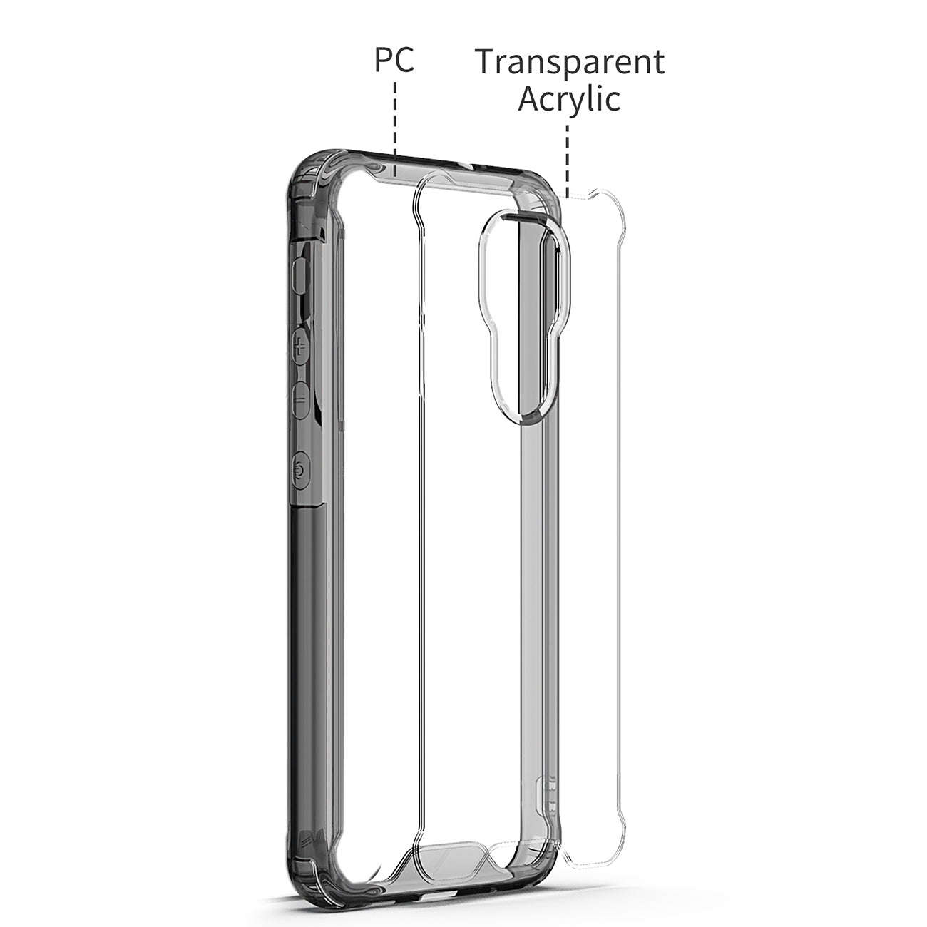 Case Bumper PC And TPU High Quality 2X For Moto G Play 2021 Clean Black Color