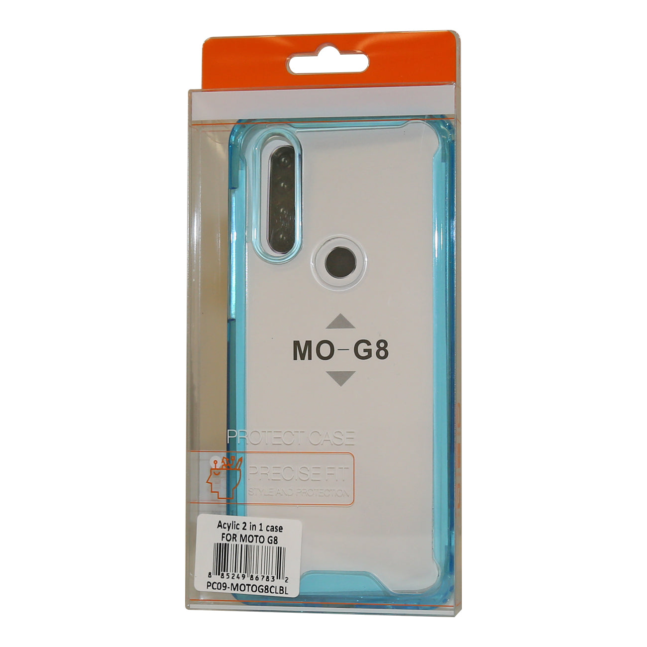 Case Bumper TPU And PC High Quality Motorola G8 Clear Blue Color